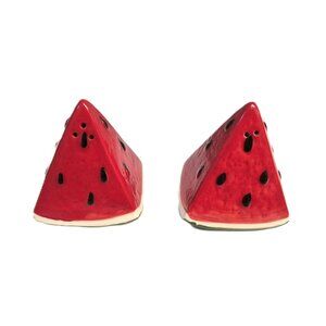 VTG Watermelon Slice Salt & Pepper Shakers Ceramic Novelty 3'' Tall Cottagecore